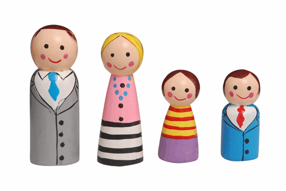Channapatna Wooden Modern Family Peg Dolls - Image 2