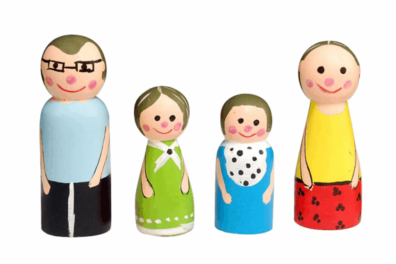 Channapatna Wooden Modern Family Peg Dolls - Image 3