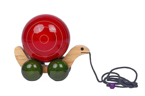 Channapatna Wooden Pull-Along Snail Set - Image 3