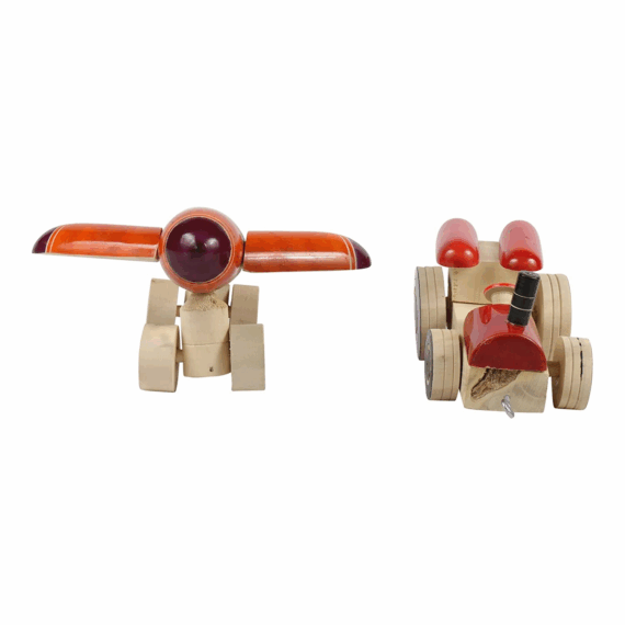 Channapatna Wooden Pull-Along Tractor, Aeroplane - Image 2