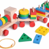 Wooden Geometric Shape Sorter Stacking Toddler